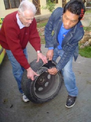 Nepal - torn tyre